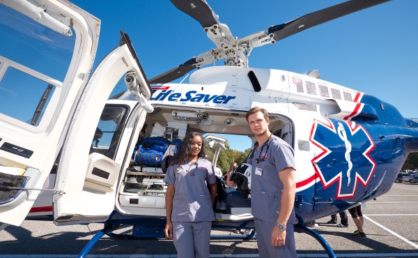 JSU students with medical transport helicopter